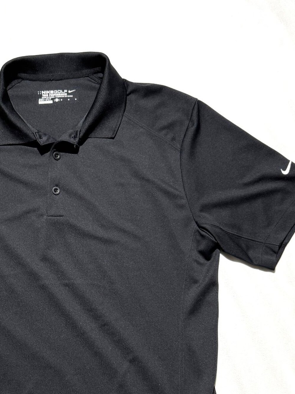 Nike Golf Tour Performance Shirt Medium Black Dri-Fit Stretch Embroidered